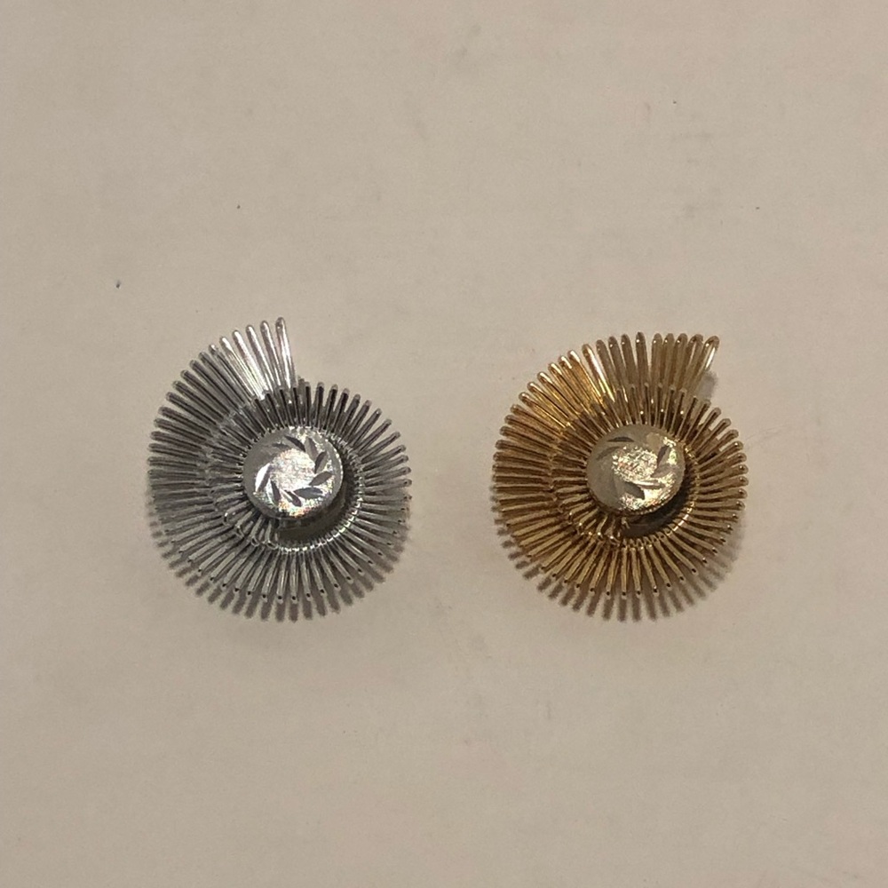 Lot of 2 Elegant Silver Tone and Gold Tone Spiral Scarf Clips